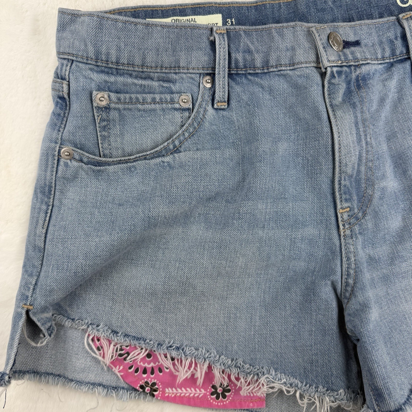 Gap 1969 Original Best Girlfriend Denim Shorts Distressed Blue Womens 31R