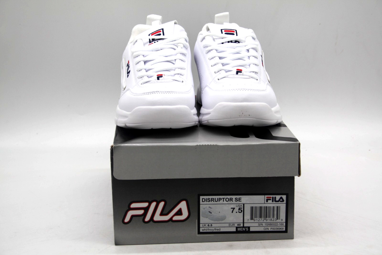 FILA DISRUPTOR SE 1SX60022-166 ATHLETIC ULTRA LIGHT CASUAL SHOE WHITE/NAVY/RED
