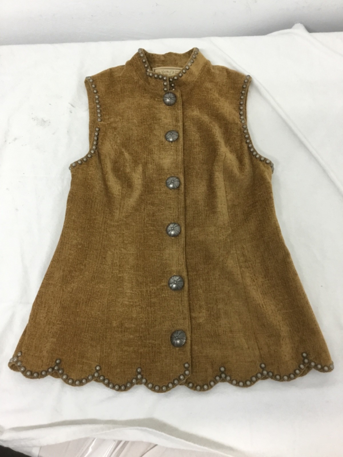 Double D Ranch Wear, Studded Vest, Button Down, Brown, Sz S, (SR896)