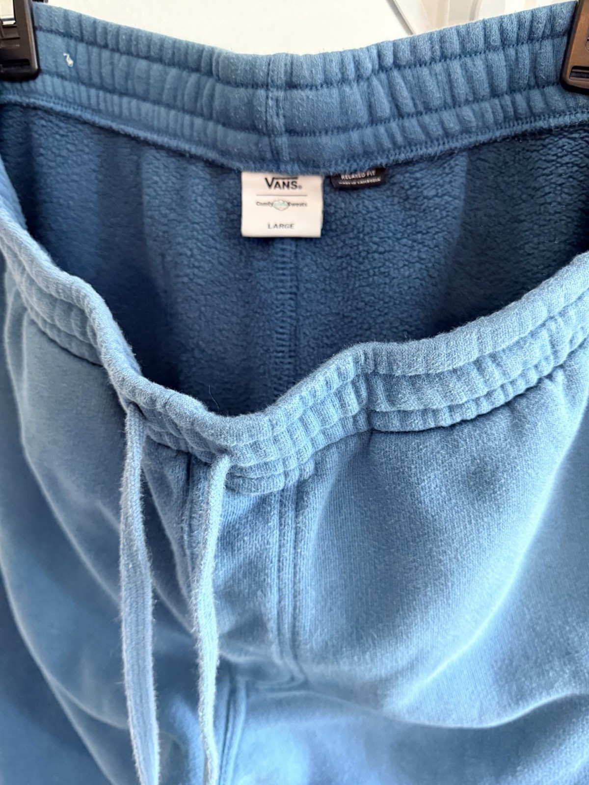 Vans Blue Fleece Jogger Pants L Regular Relaxed Fit Drawstring Pockets