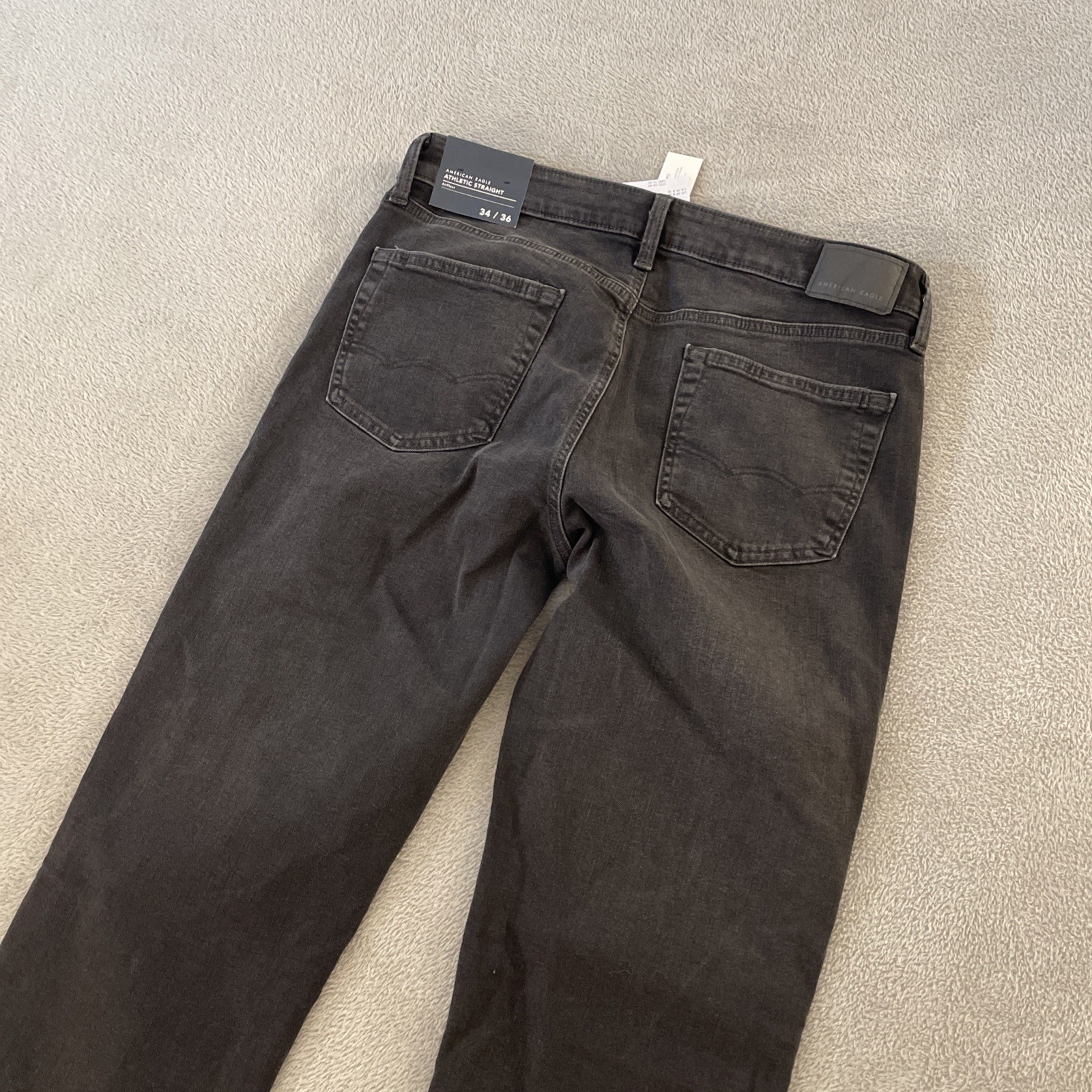 New American Eagle Athletic Straight Jeans Men’s 34×36 Black Airflex Stretch NWT