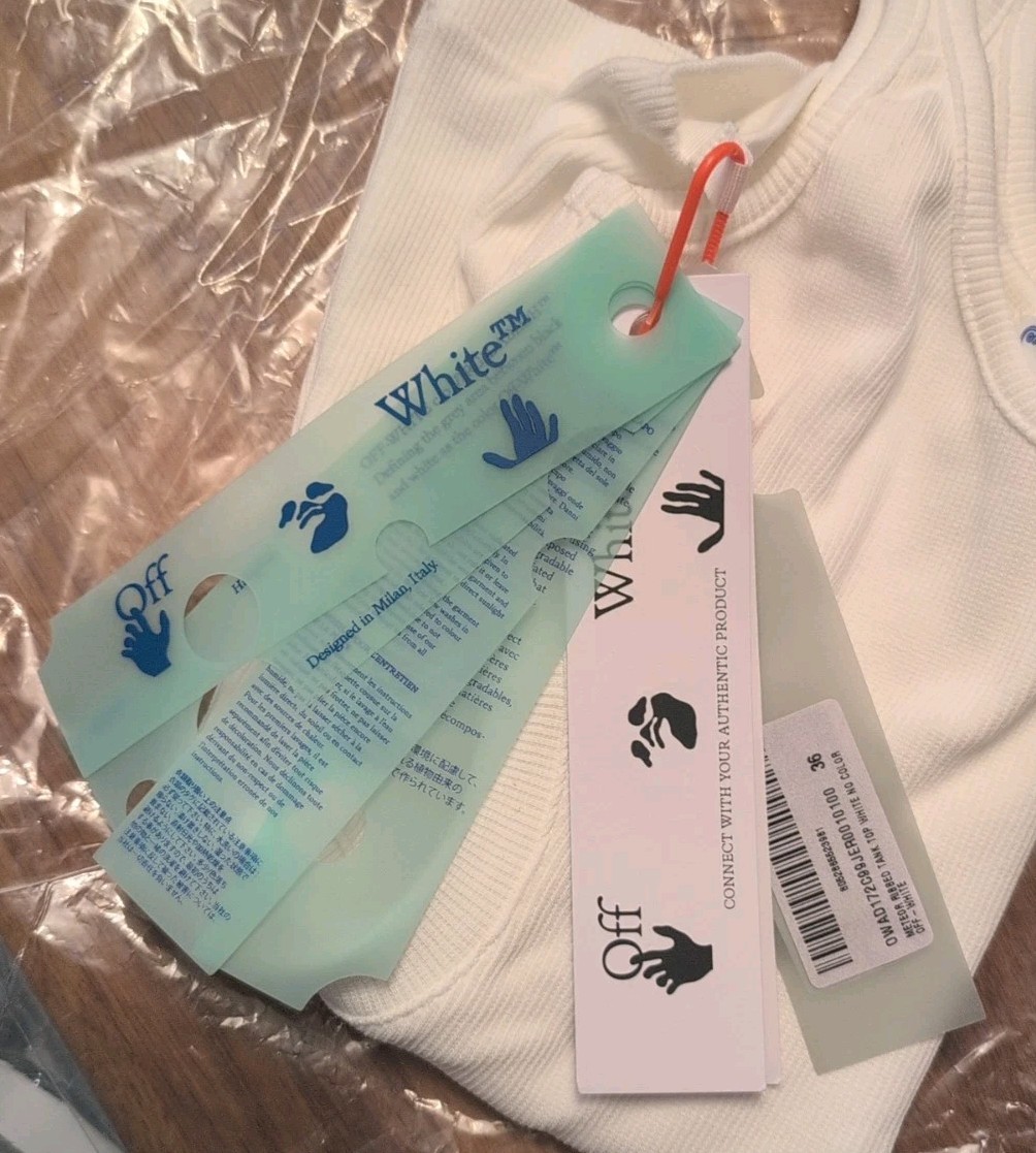 Woman’s Off-White Meteor Ribbed Tank Top Shirt Size 36IT (0US) XXS-XS White