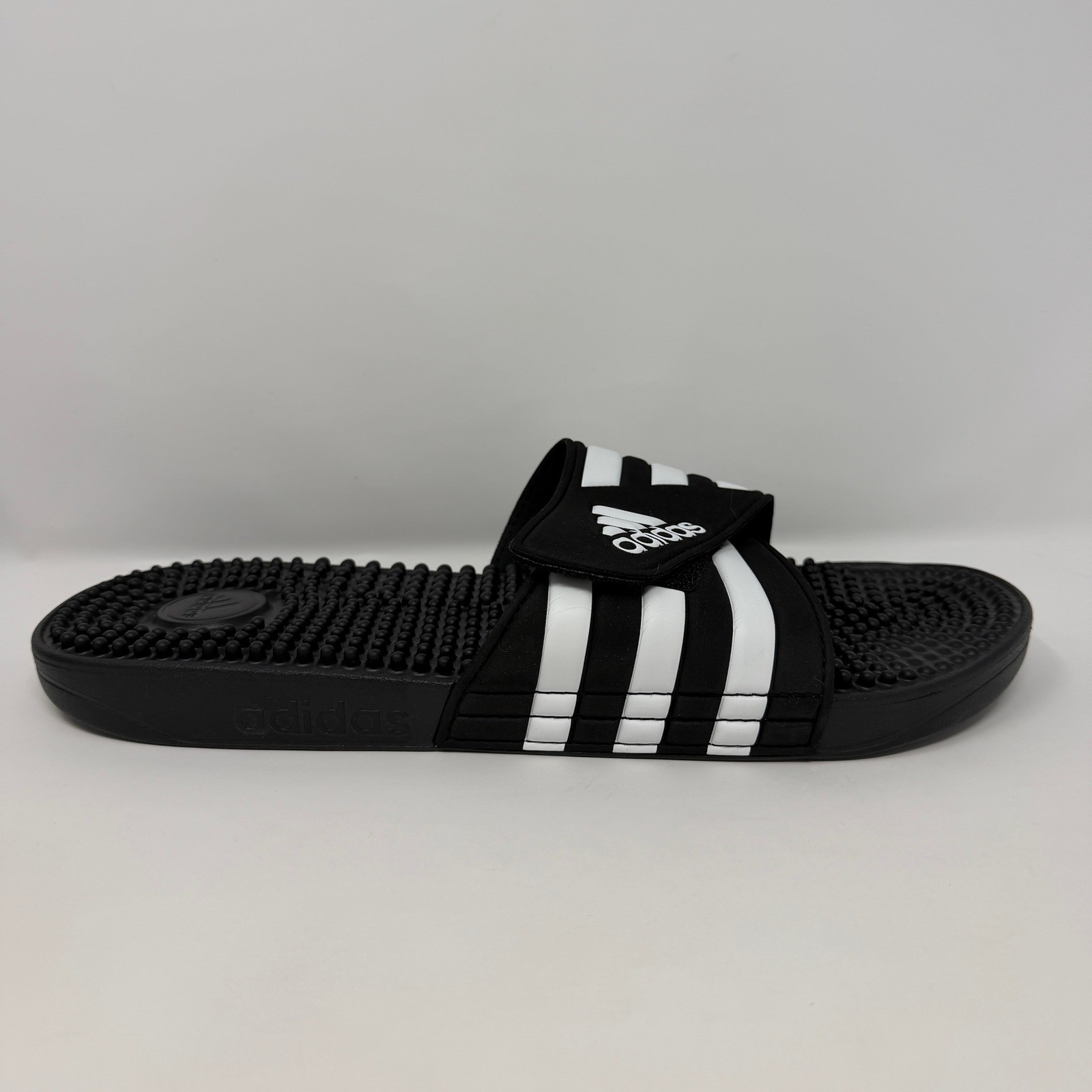 Adidas Adissage Slides Men’s Size 12 Black White Massage Pins NWB