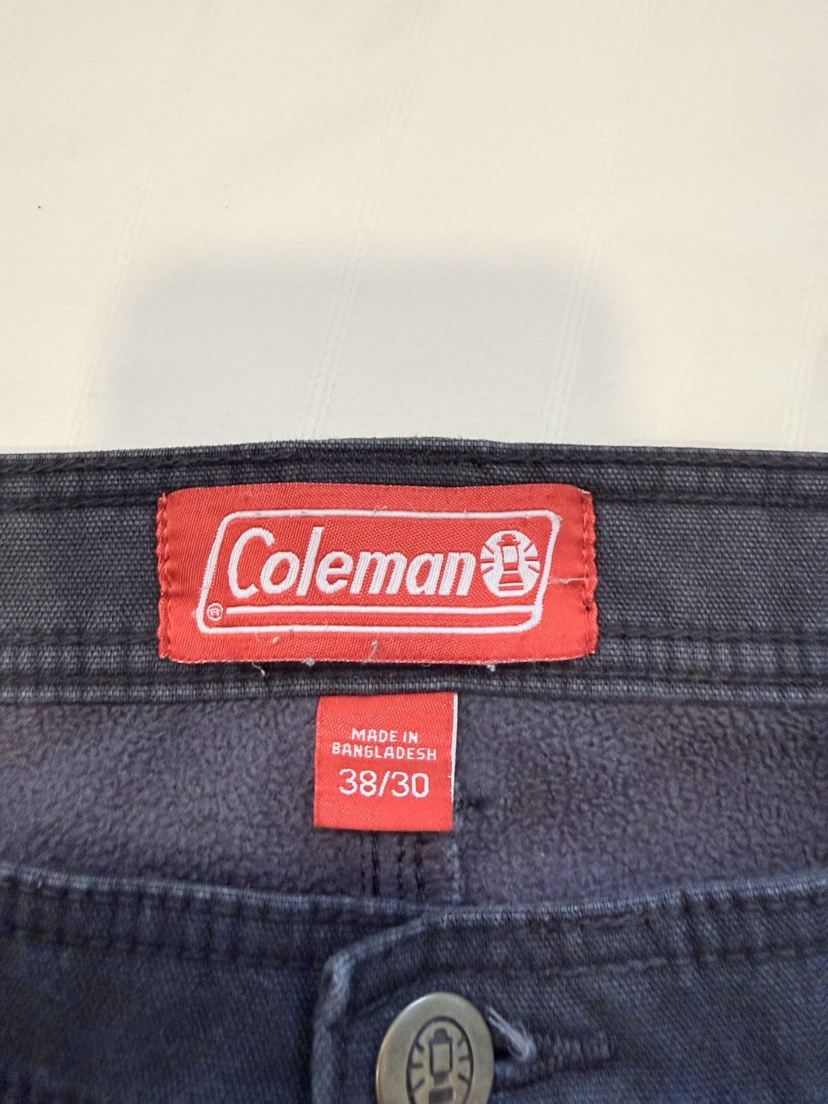Distress Coleman Men’s Gray Fleece Lined Workwear Pants 38W Relaxed Straight Leg