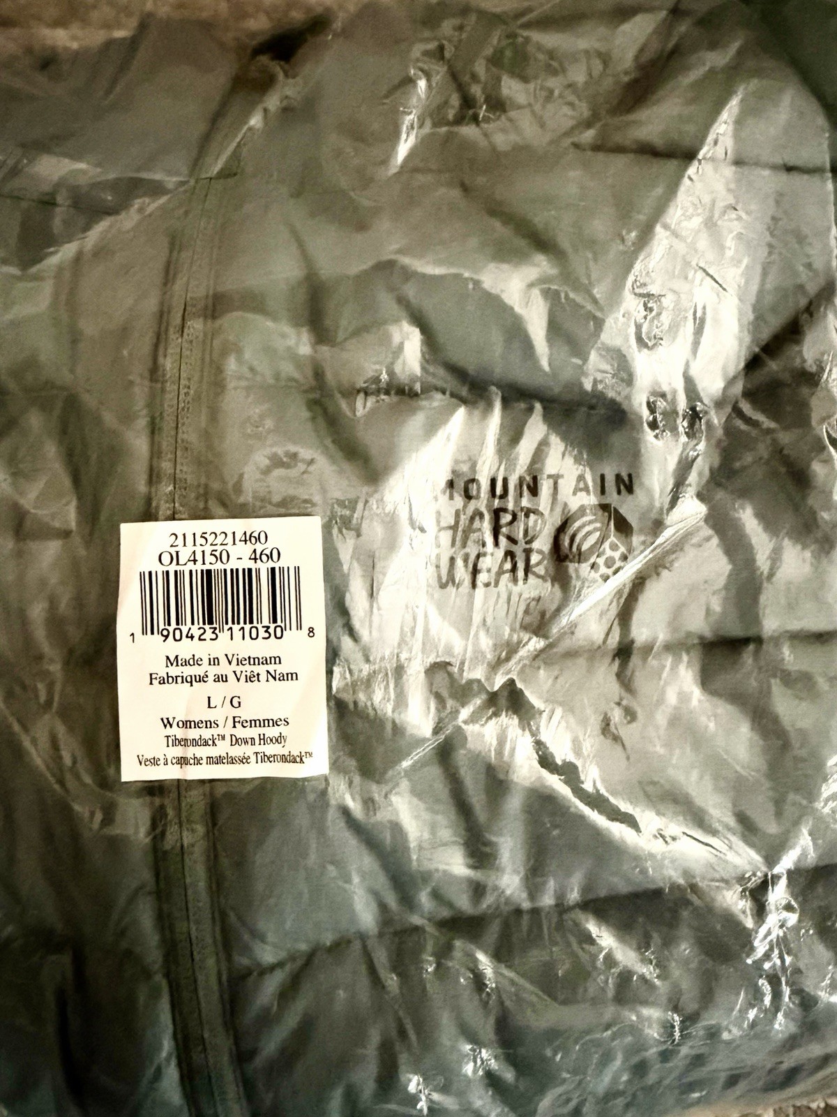 NEW; MOUNTAIN HARDWARE Women’s Tiberondack Down Hoody Jacket: LARGE; Sage Blue
