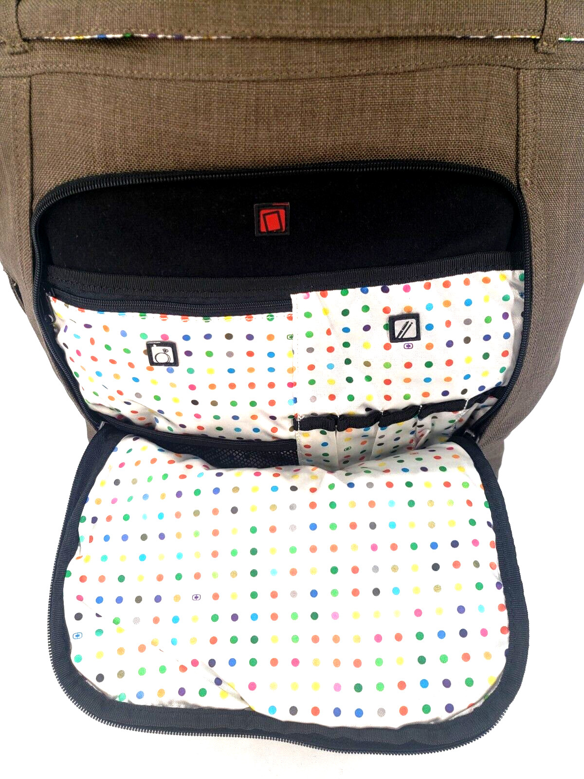 OGIO Womens Multi-Functional Laptop Bag Organizer Tote Bag Green Brown Polyester