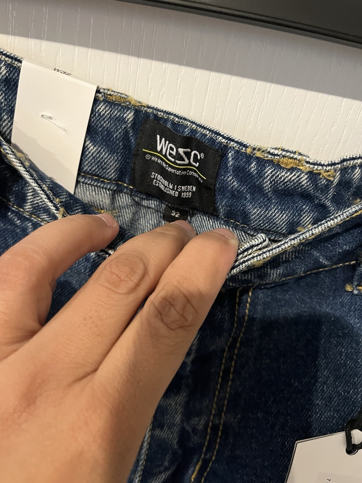 WESC Denim Carpenter Shorts W32 Indigo Wash NWT
