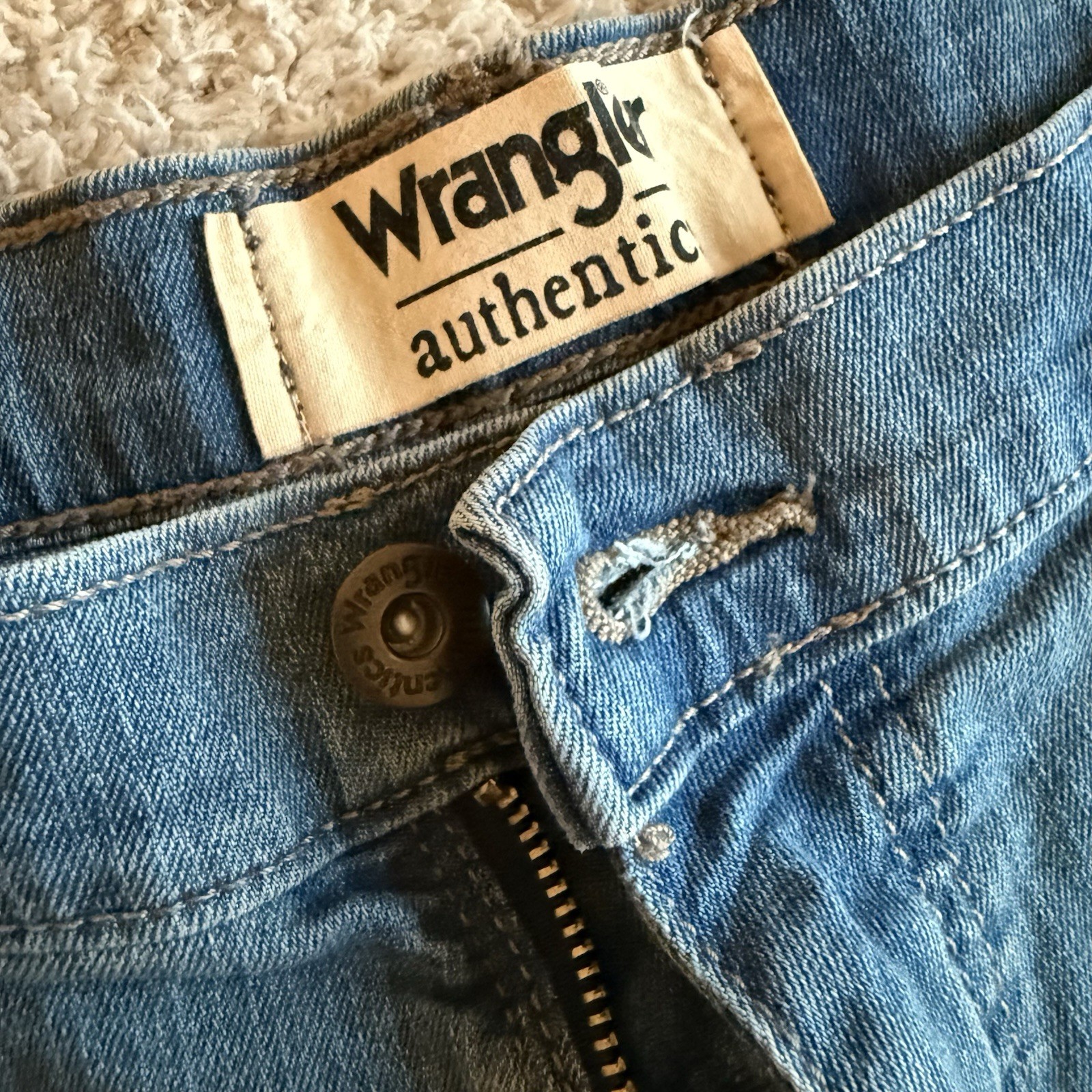 Wrangler Authentic Men’s Blue Medium Wash Denim Cargo Shorts