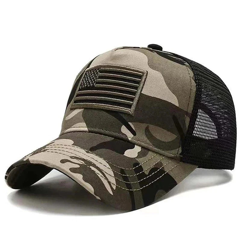 Army Green/Black American Flag Hat – Tactical Snap Back Trucker Baseball Cap