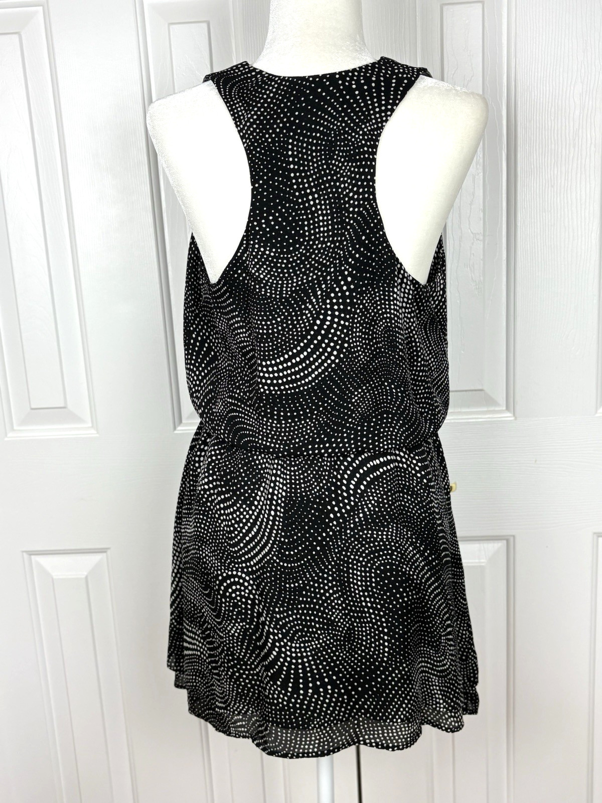 Parker Womens Silk Leather Blouse Tunic Large Black V-Neck Sleeveless Steampunk