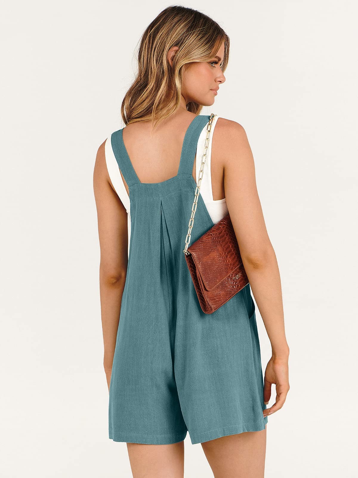 ANRABESS Women’s Summer Casual Rompers Bib Short Overalls Loose Linen Jumpsuit
