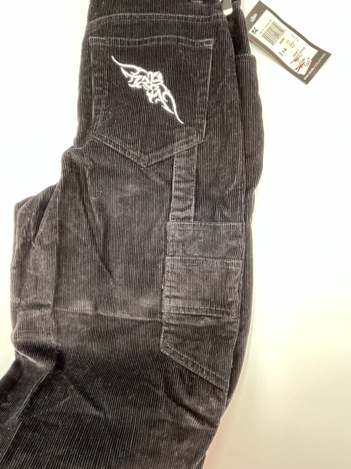 Gear Seven Collection Y2K Skateboard Youth Unisex Black Corduroy Size 14