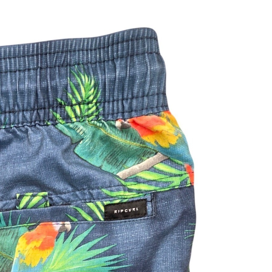 Rip Curl Lay Days Mens Navy Tropical Parrot Palm Boardshorts Size Large L