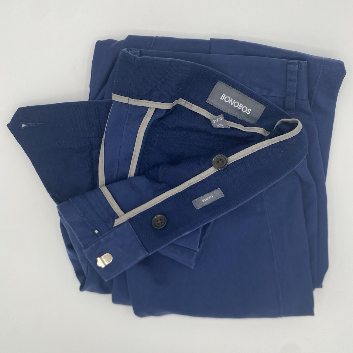 Bonobos Slim Fit Blue Chino Pants Men’s 33 Waist Tapered Cotton Twill Pockets