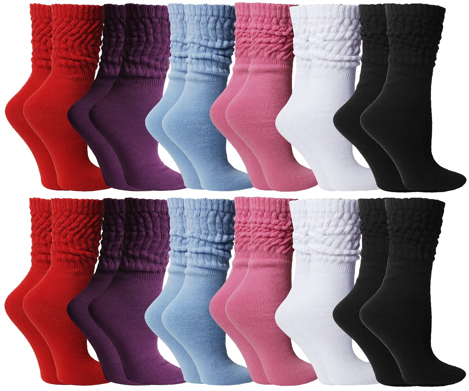 12 Pack Yacht & Smith Womens Cotton Slouch Socks, Knee High Boot Socks