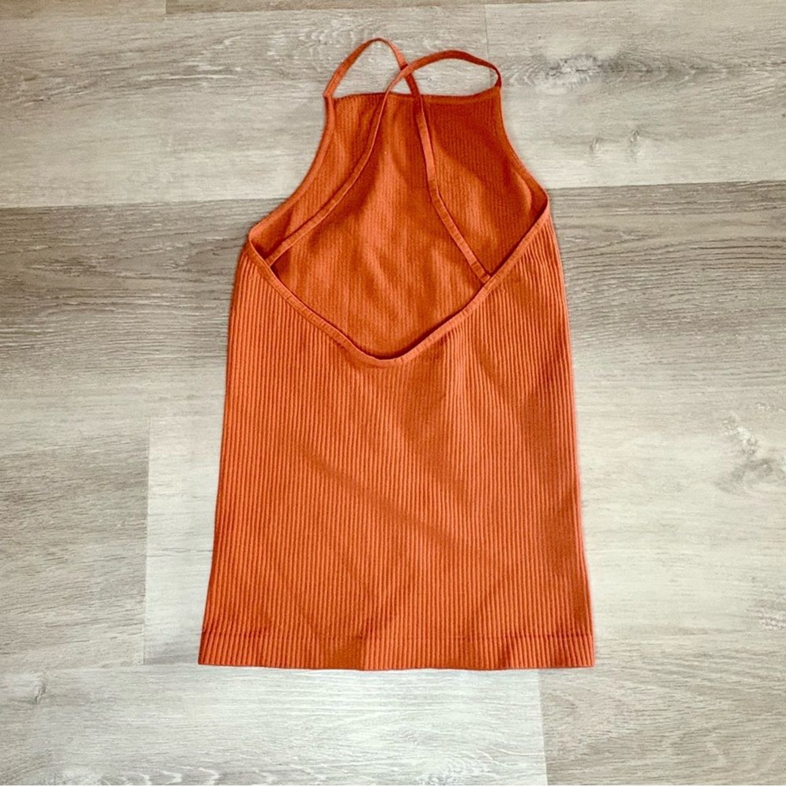 Free People Intimately Mmkay Ribbed High Neck Tank Cross Back Orange Size M/L