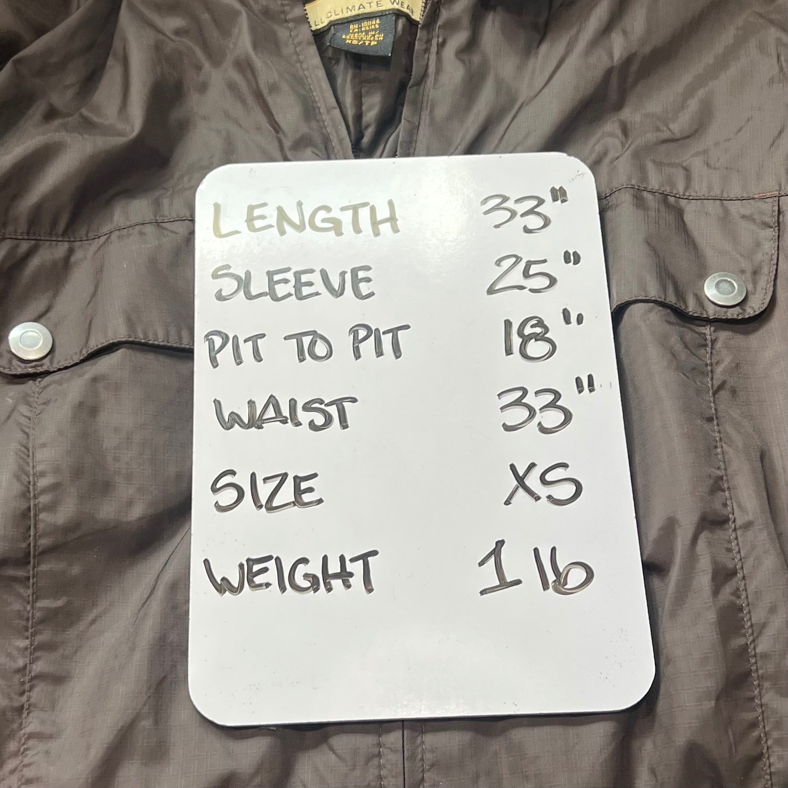 North End Ladies All Climate Wear Brown Hooded Rain Coat Jacket XS