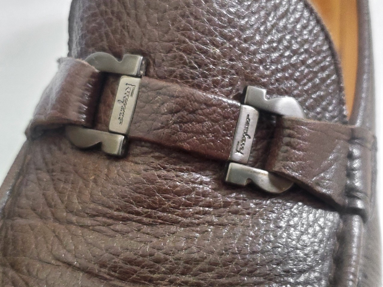 Salvatore Ferragamo Men’s Size 12D Gancini Brown Leather Dress Loafers Shoes