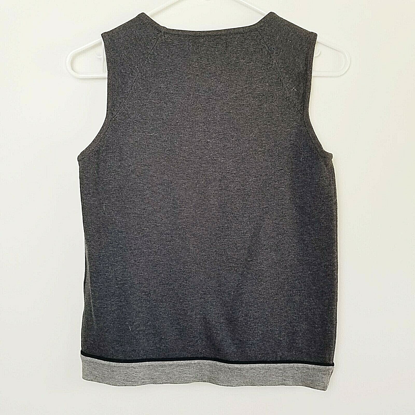2 Pc Top/Jacket XS Black Gray Casual Corner Knit Sleeveless Van Heusen Striped