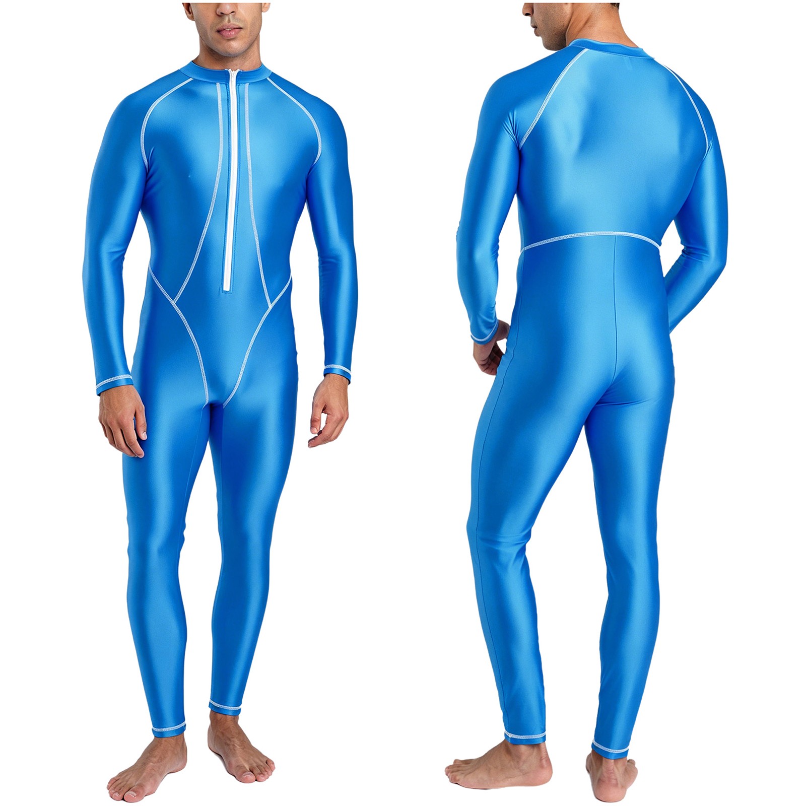 US Men Full-body Rash Guard Bathing Suit Long Sleeves Jumpsuit Swimwear Surfing