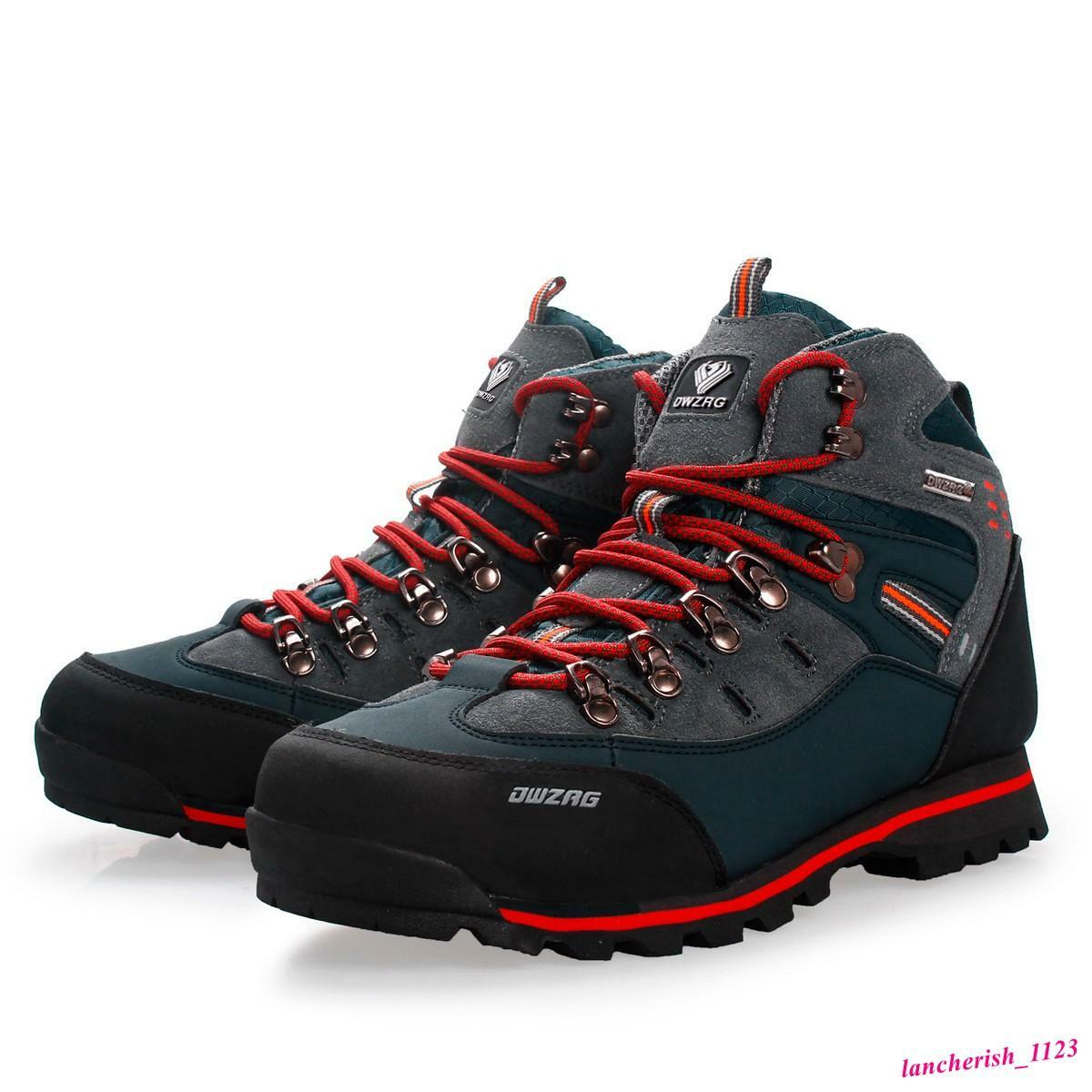 Men’s Faux Leather Ankle Boots Hiking Shoes Climbing Lace Up High Top Casual OL