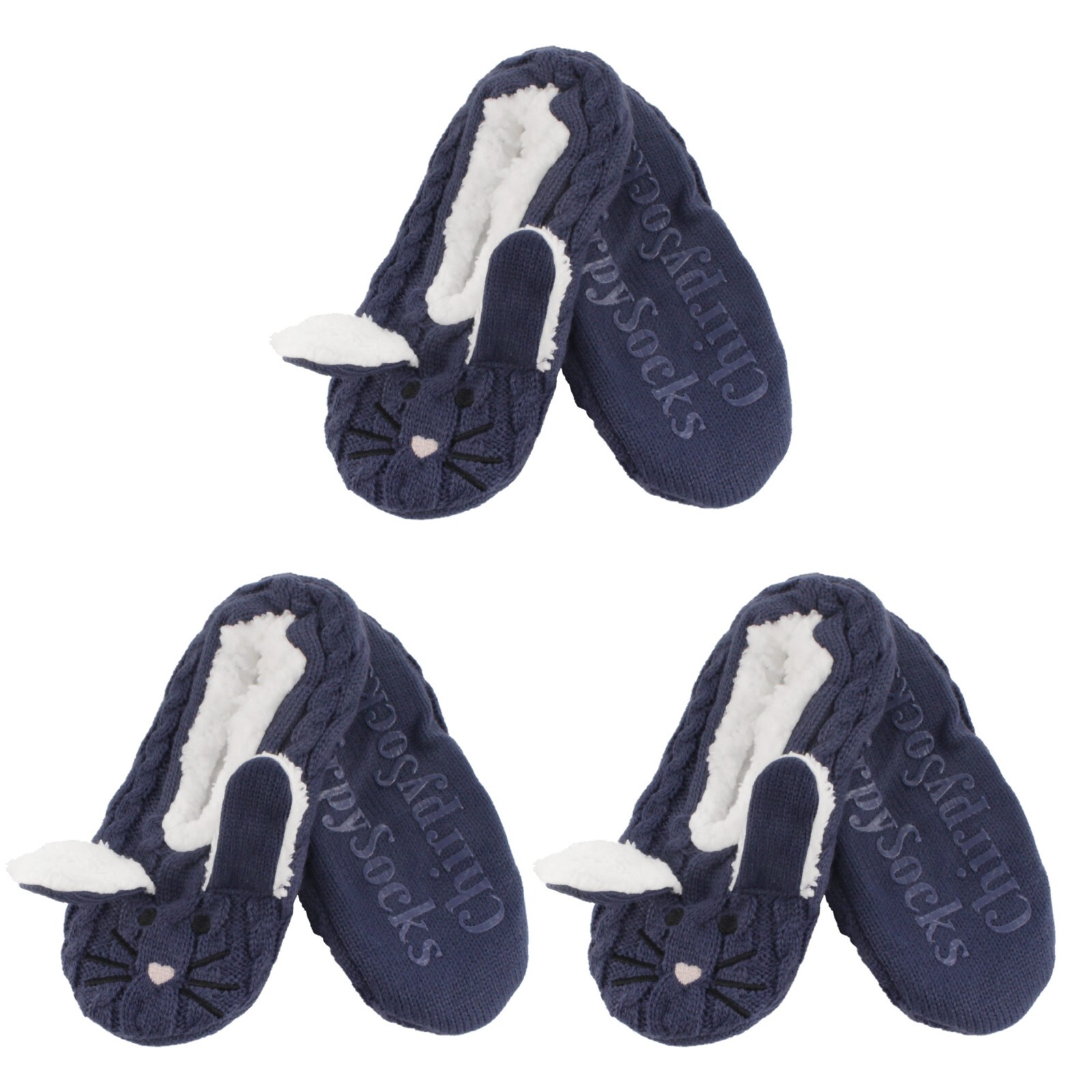 Adult Super Soft Warm Cozy Animal Slippers, 3 Pairs