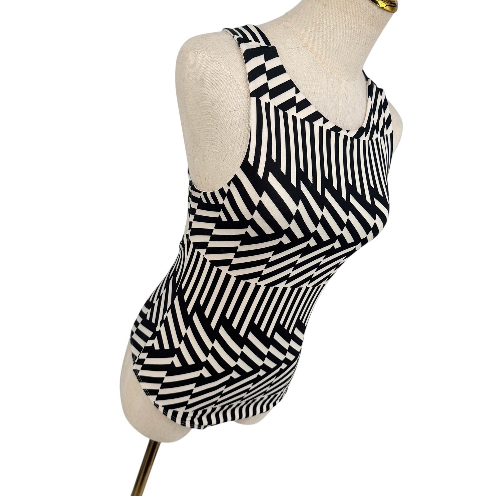 Small Geometric Minimalist Monochrome Festival Striped Crisscross Back Bodysuit