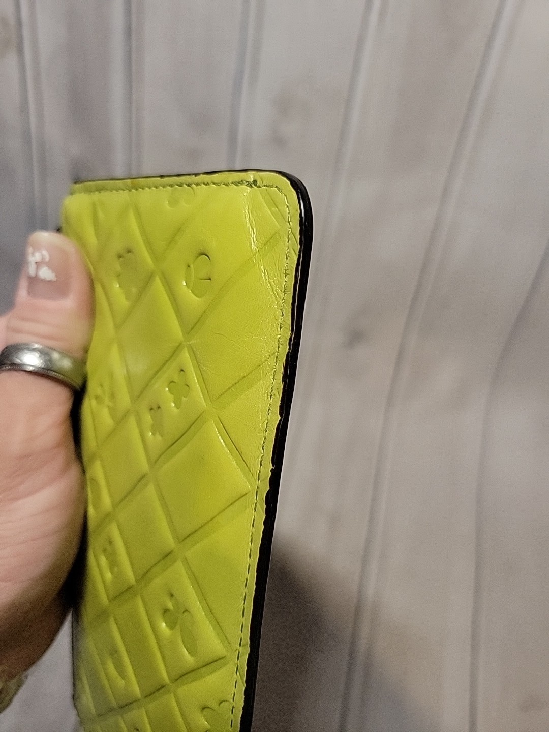 Brighton Spring Song Apple Green Leather Zipper Wallet Pouch EUC
