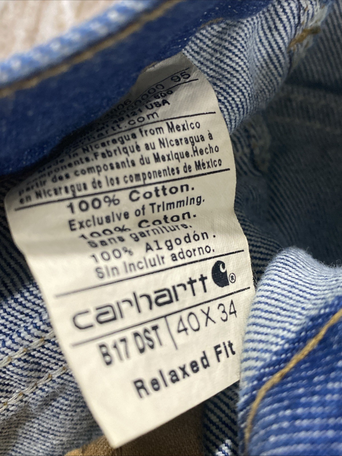 Carhartt B17 DST Relaxed Fit Tapered Leg Jeans Men’s 40 x 34 Dark Stonewash Blue