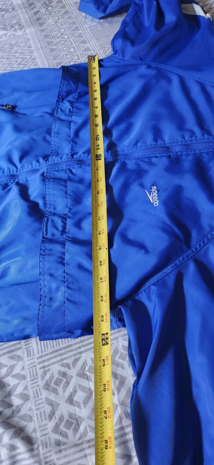 Unisex Size M Speedo Hooded Long Parka Windbreaker Swim Jacket Full Zip Lined