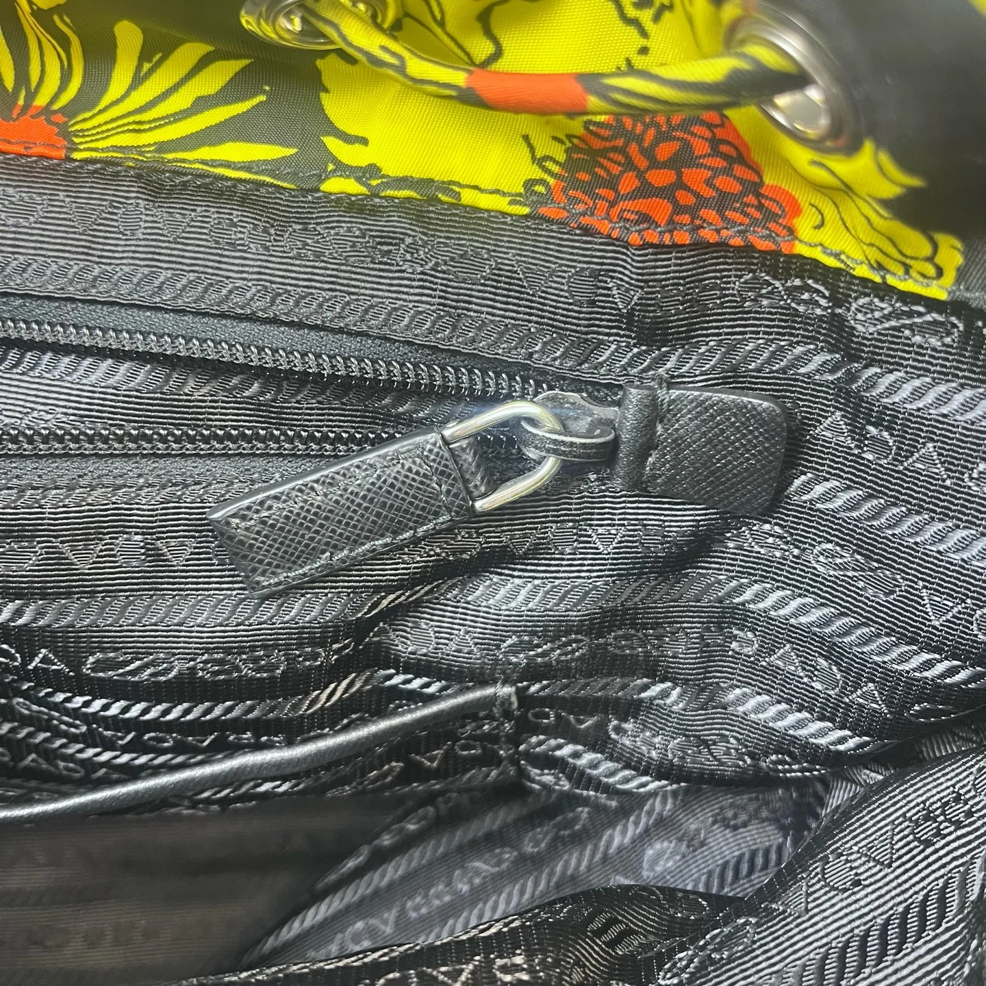 Prada Backpack Yellow Black Tessuto Nylon (sa053126d7r)