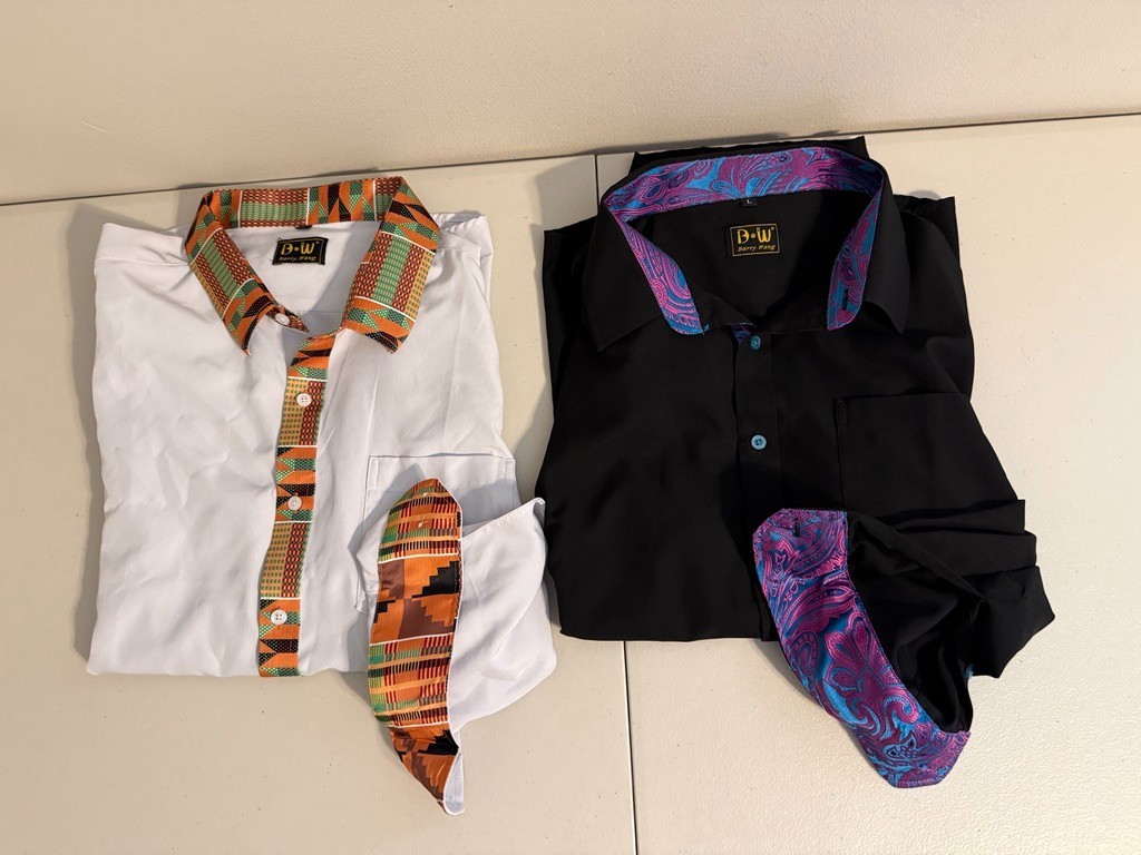 LOT OF 2 🔥 Barry Wang Shirt Mens Large Button Long Sleeve