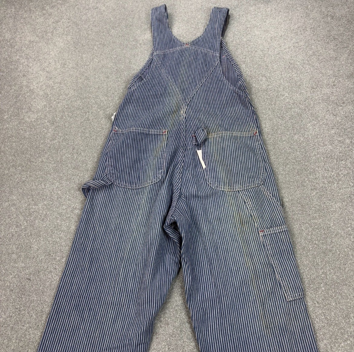Carhartt Railroad Stripe Dungarees 28×30 Blue Bib Overalls Denim Workwear Mens