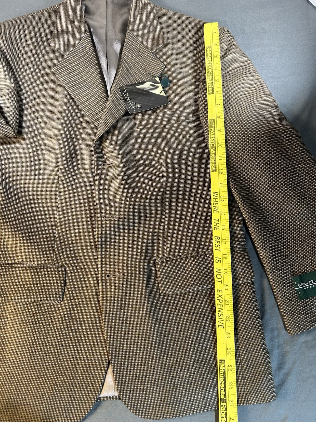 NWT Oscar De La Renta Men’s Sport Coat 100% Wool Brown Tweed 38S