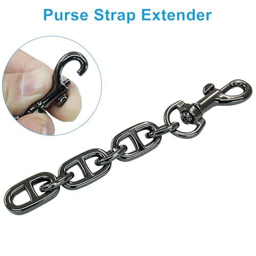 2Pcs Purse Strap Extender, 4.7 Inch Bag Extender Chain, Metal Metallic Black