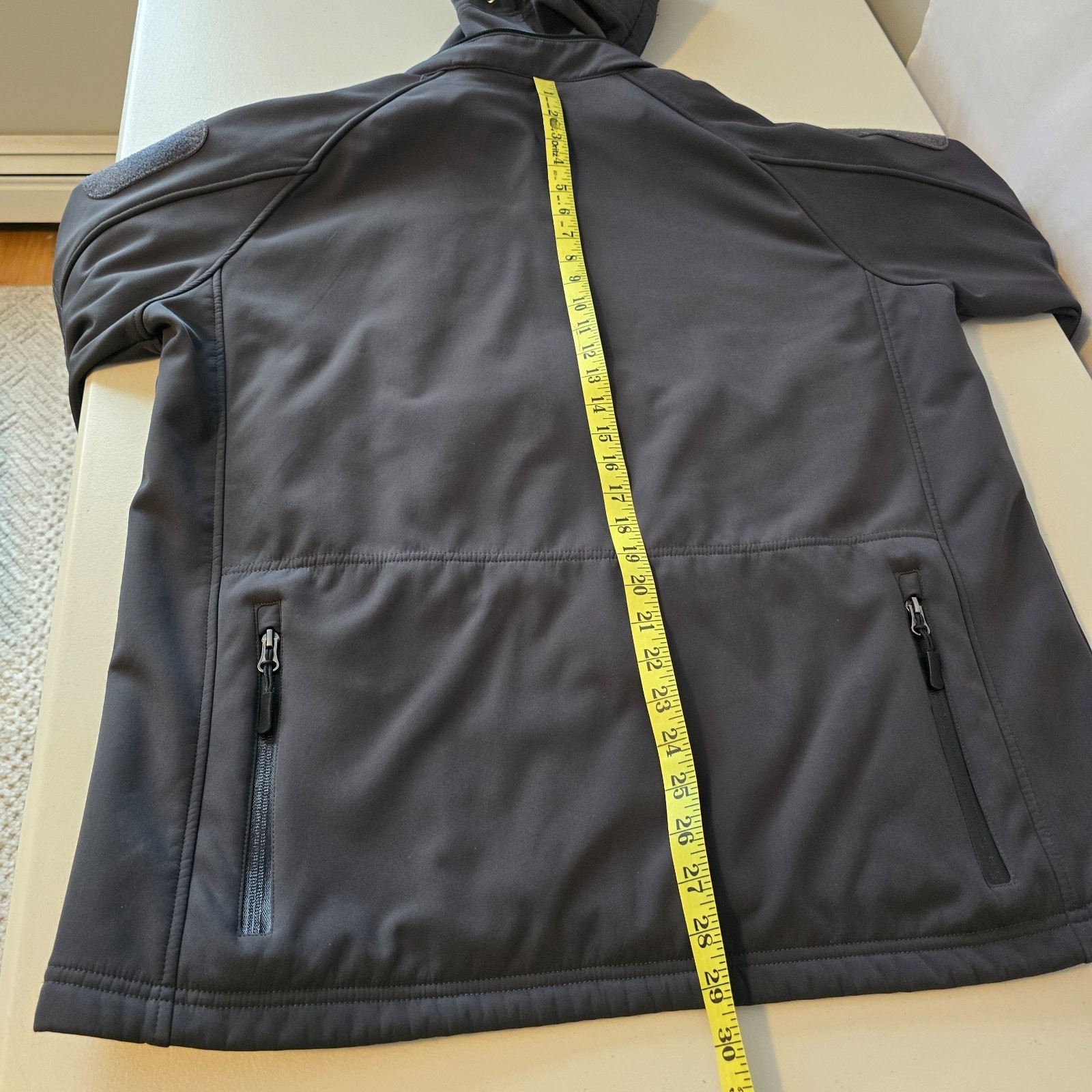 Tacvasen Soft Shell Military Jacket Men’s Large Black Full Zip Up Hooded Pockets