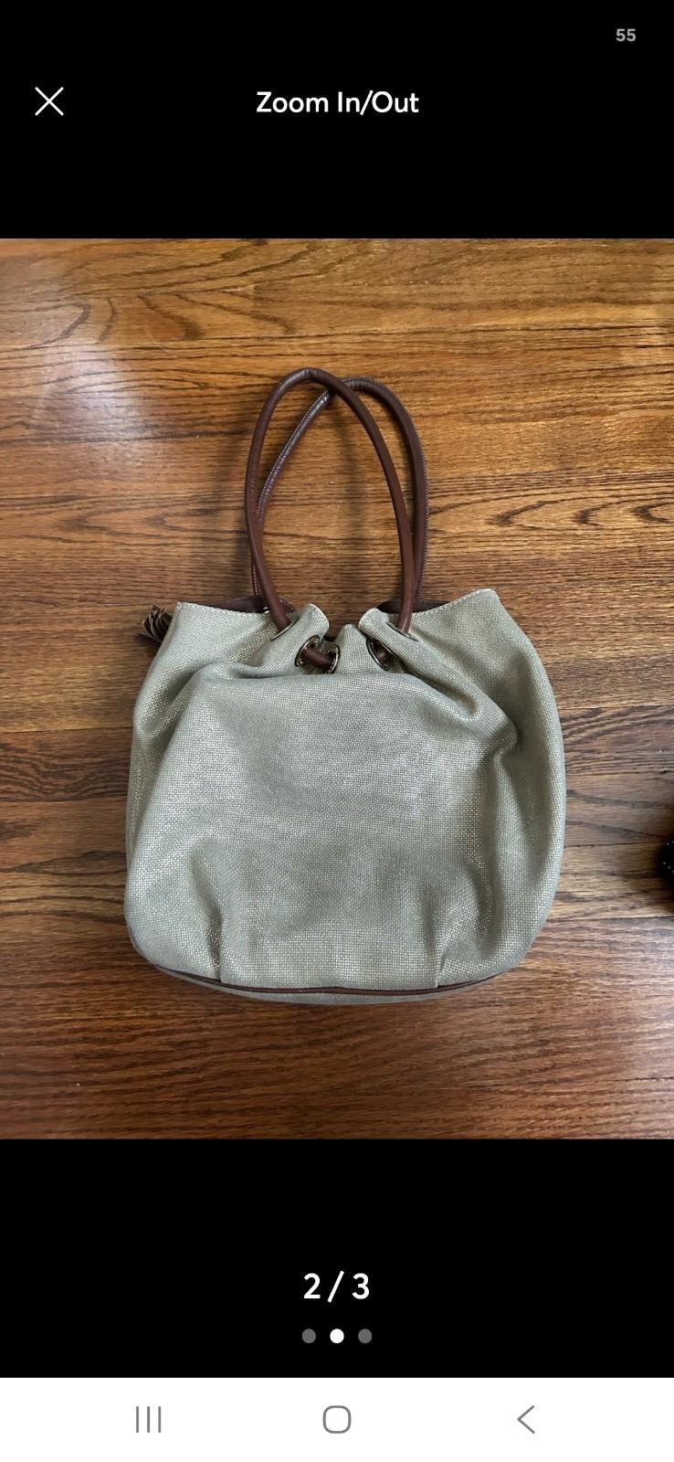 Michael Kors Medium Beige/Brown Ring Tote, Gold Hardware, Tassel Charm