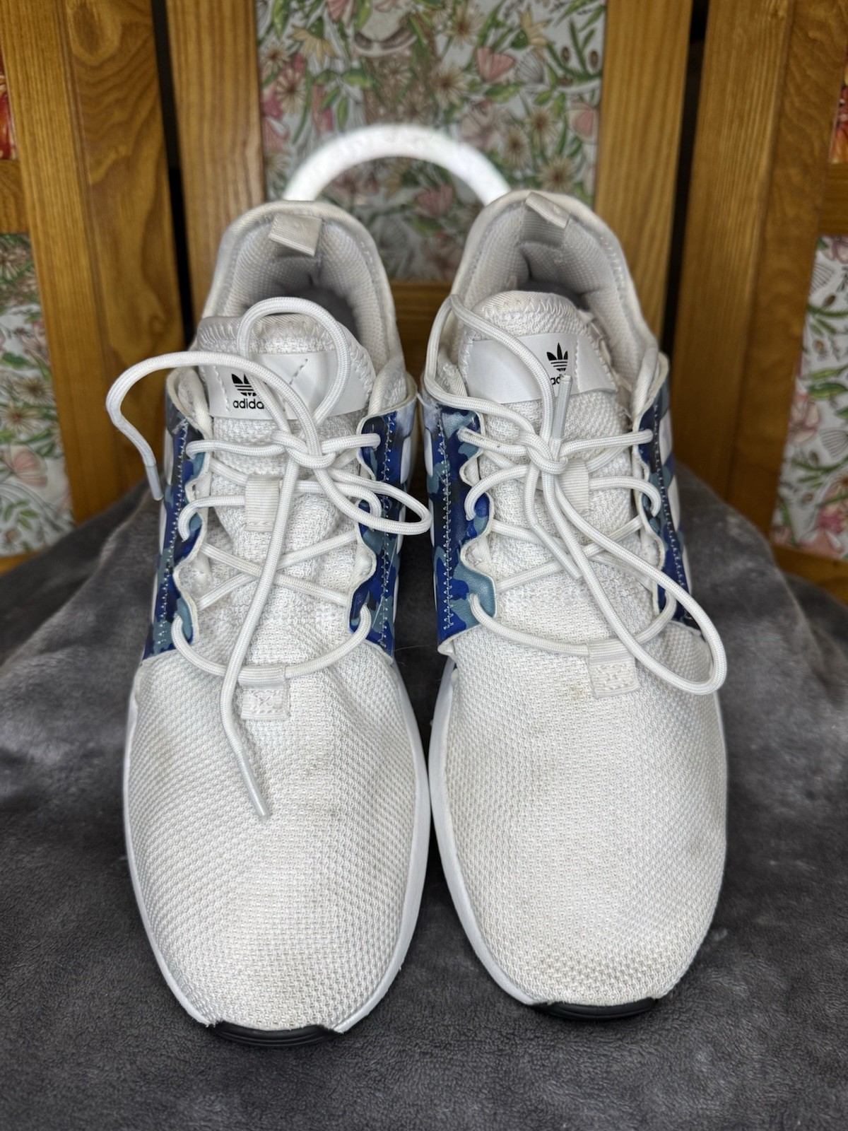 ADIDAS X_PLR White/Blue Camo Sneakers Trainer Shoes Casual Running Outdoor Sz 7