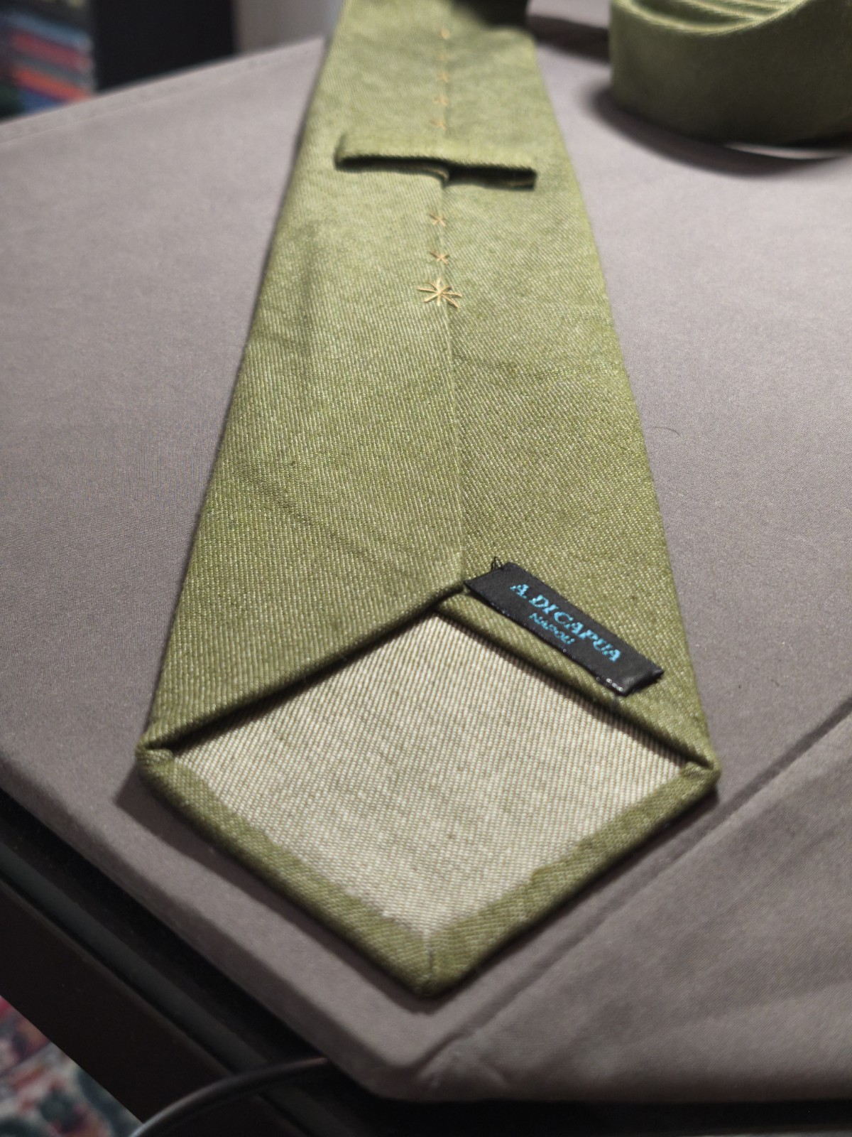 A. Di Capua Napoli – Khaki Solid Color Cotton Tailored Tie