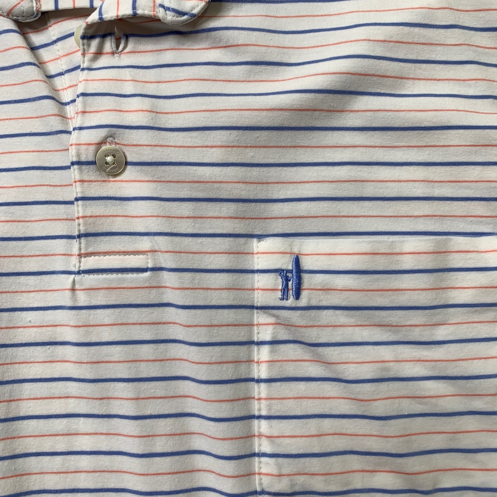 Johnnie-O Shirt Men XXL Multi Striped 3-Button Placket Cotton Droptail Prep Polo