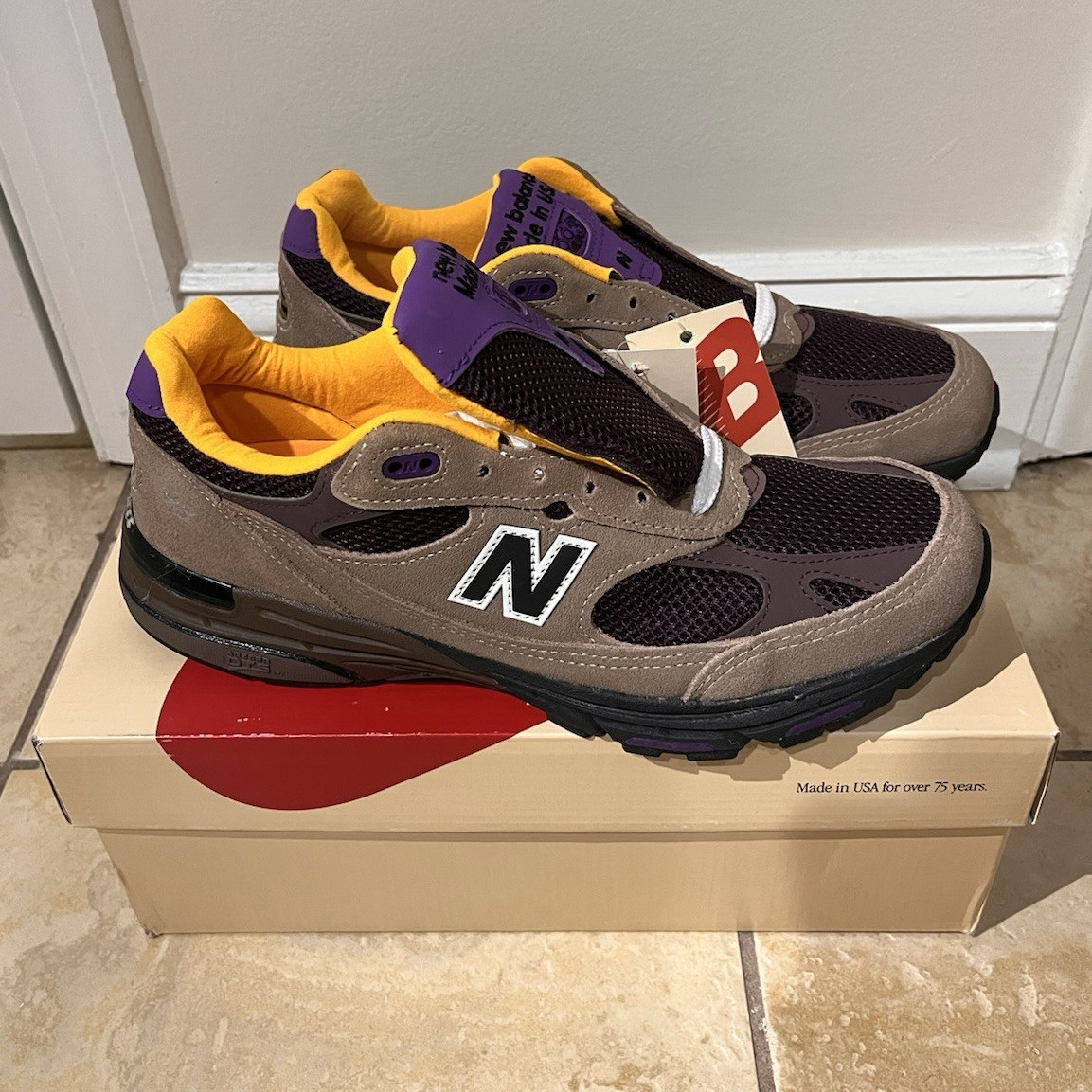 New Balance 993 Made in USA U993MU Mushroom Midnight Violet Suede Low Top