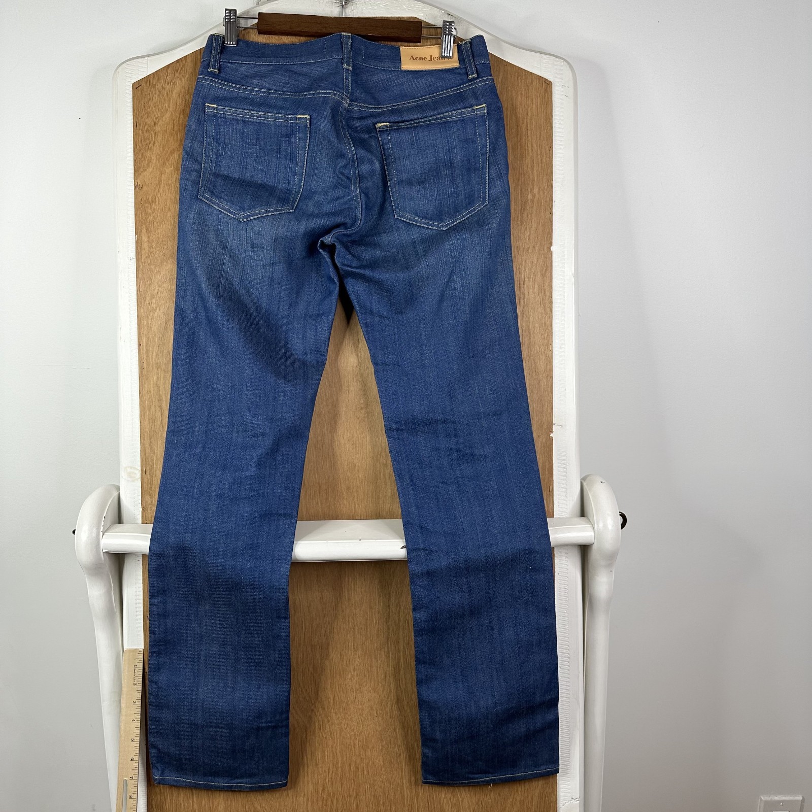 Acne Jeans Mens 30×32 Blue Medium Wash Straight Leg 100% Cotton Denim