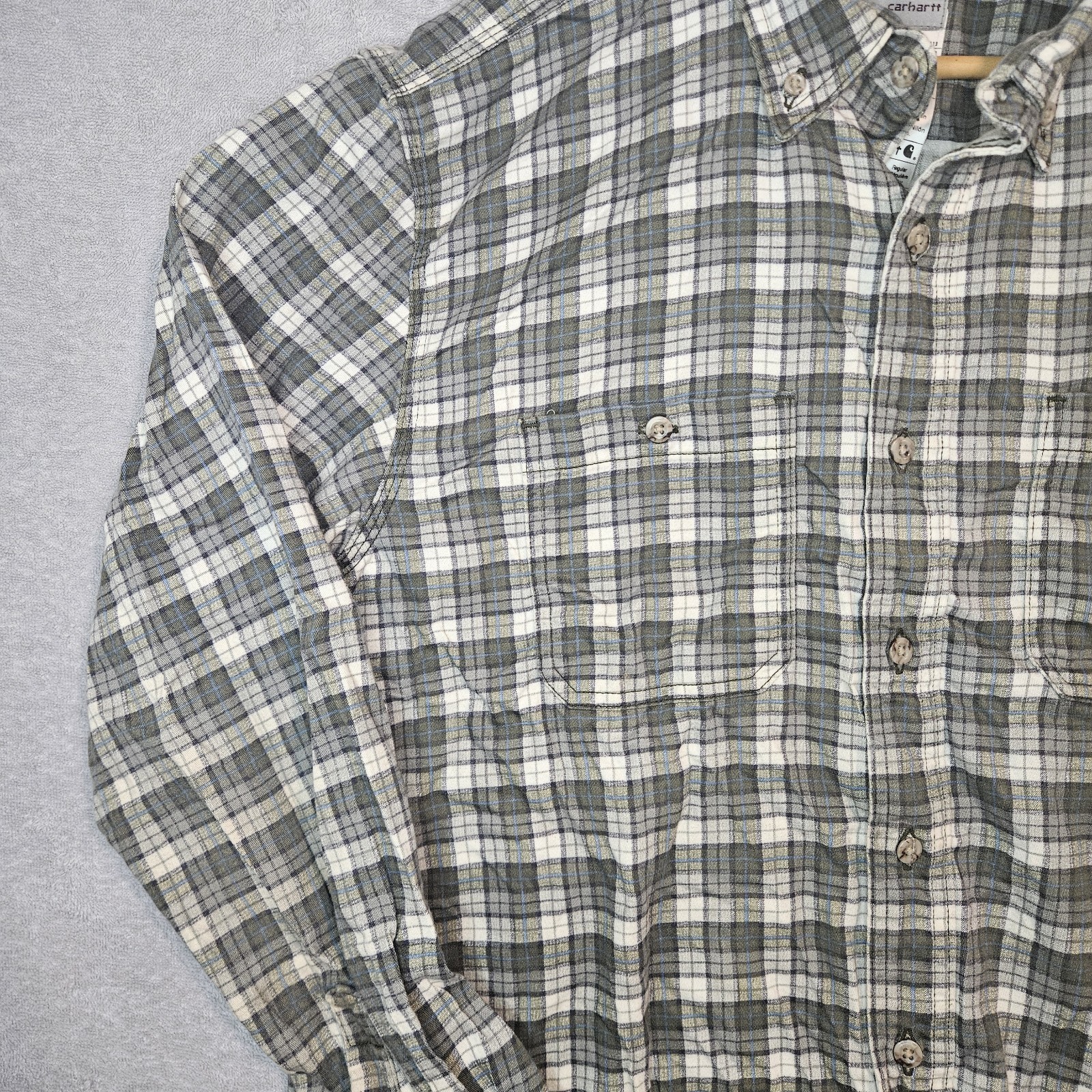 Carhartt FR Flame Resistant Shirt Mens Large Plaid Flannel Button Front Workwear