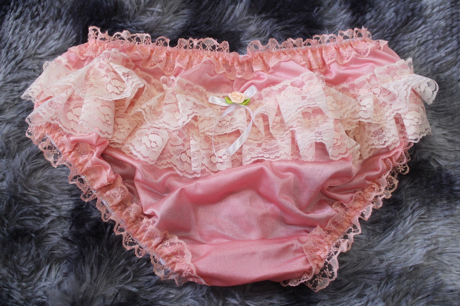 #A150 3XL/ElasticW.26-48″ Vintage Style Orange Nylon Bikini Panties Knickers