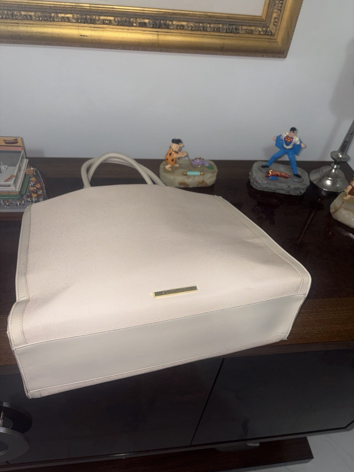 Steve Madden Beige Logo Tote Bag w/ Pouch Detachable Strap Zip Magnetic Pockets