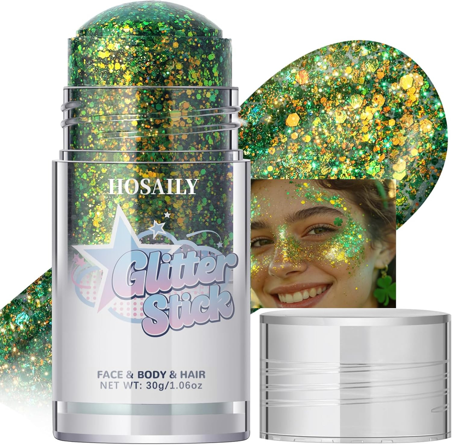 Gold Body Glitter Stick, Holographic Fairy Costume Makeup Face Hair Glitter Stic