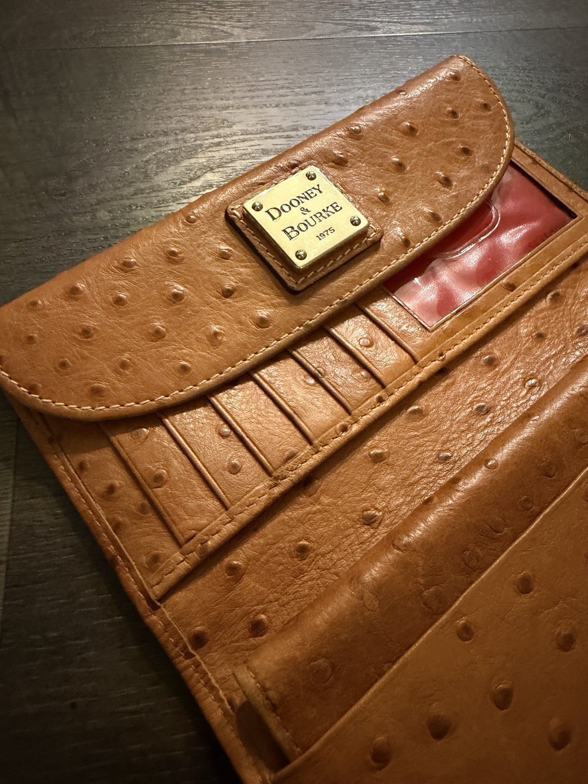 Embossed Ostrich Pattern Dooney & Bourke Wallet