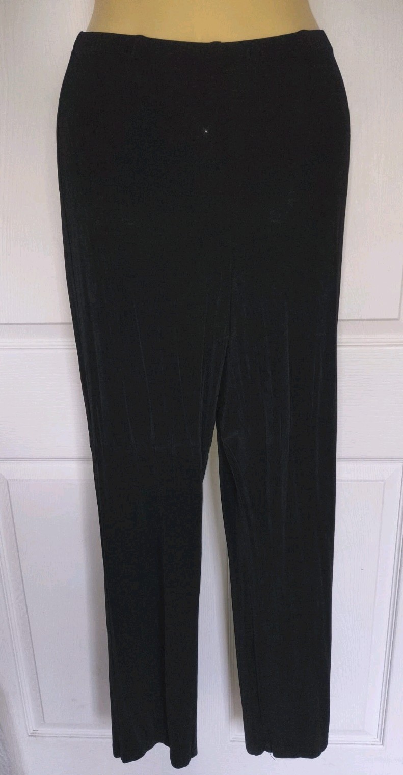 Chico’s Travelers Black Slinky Knit Pants Size 1 REG Elastic Waist Stretch USA