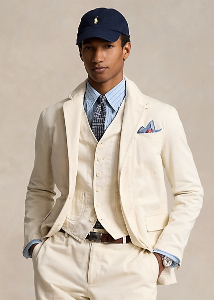 POLO RALPH LAUREN Modern Fit Washed Twill Suit Jacket, Off White, Size 38 R NWOT