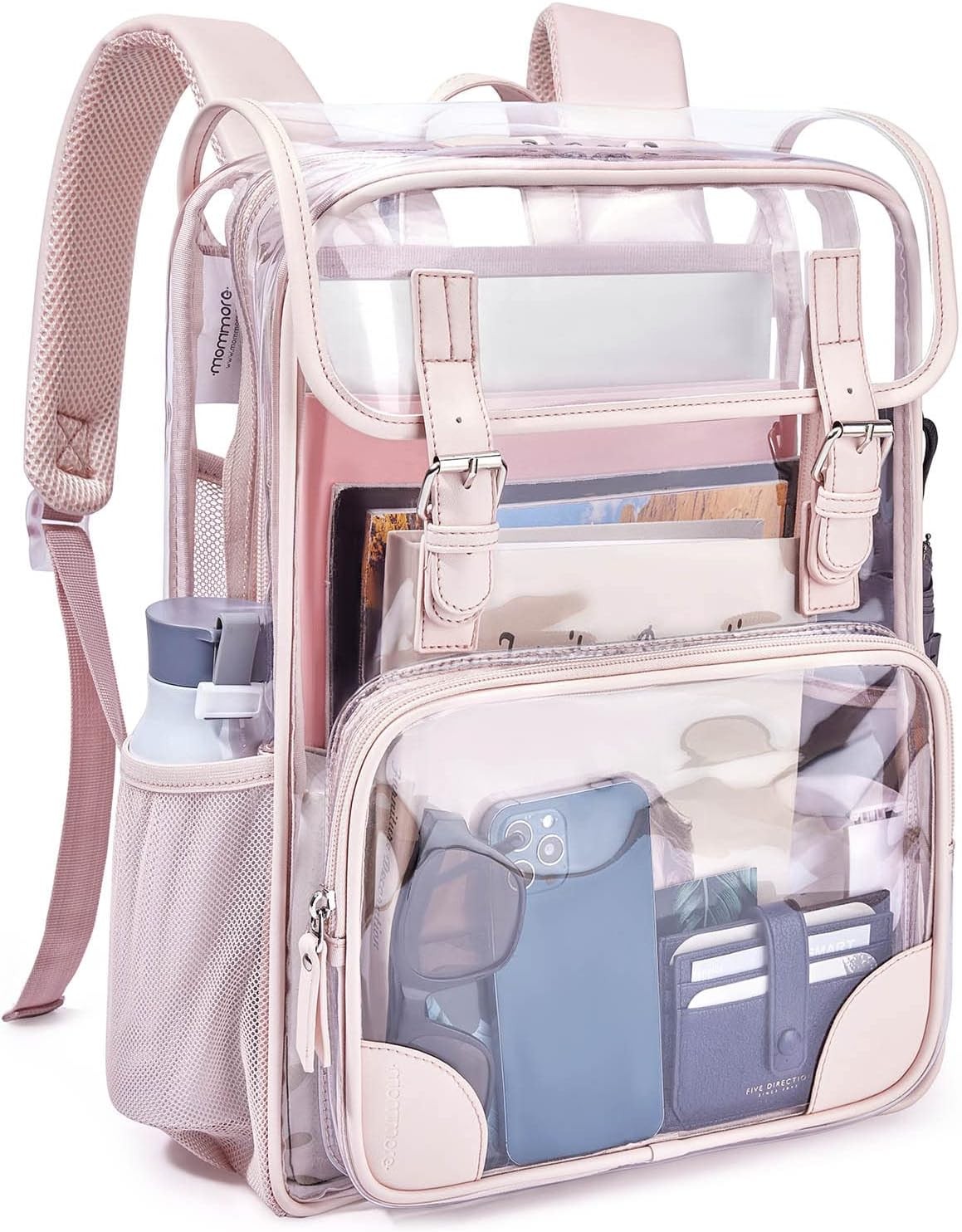 mommore Clear Backpack 17″ Heavy Duty PVC, Padded Straps, 15″ Laptop
